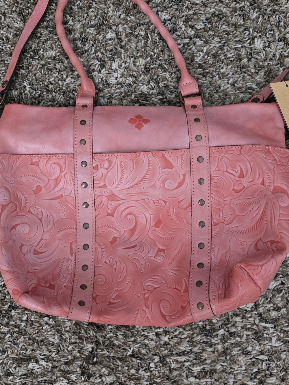 Patricia Nash Takloria Pink Coral Embossed Floral Tote Bag - Picture 1 of 6